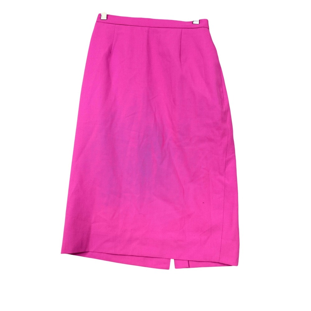 Skirt Womens Small Pink Fuchsia Pencil High Waist Lined Back Vent Midi Office
